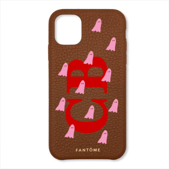FANTOME Brand Leather iPhone Case Classic Font and Ghost Sprinkles Leather iPhone Case