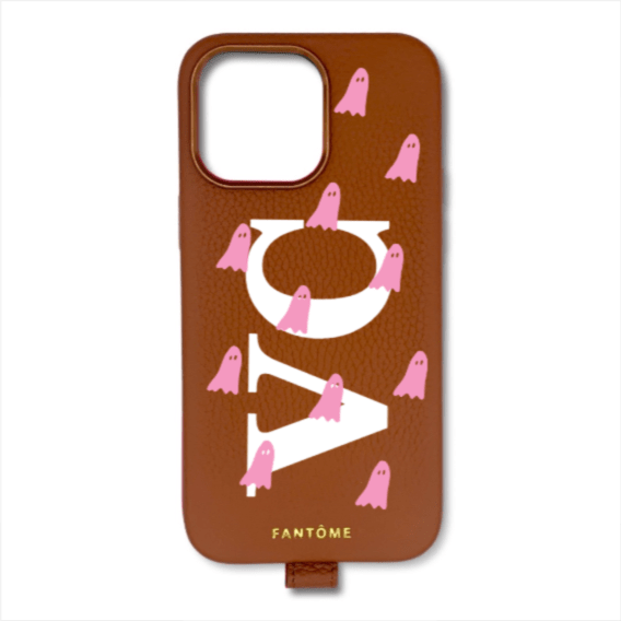 FANTOME Brand Leather Loop iPhone Case Classic Font and Ghost Sprinkles Leather Loop iPhone Case