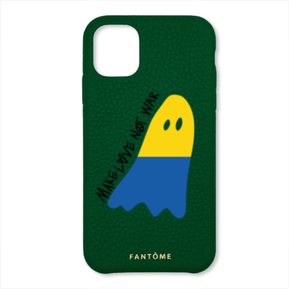 FANTOME Brand Leather Loop iPhone Case Make Love Not War - Ukrainian Ghost Leather Classic iPhone Case
