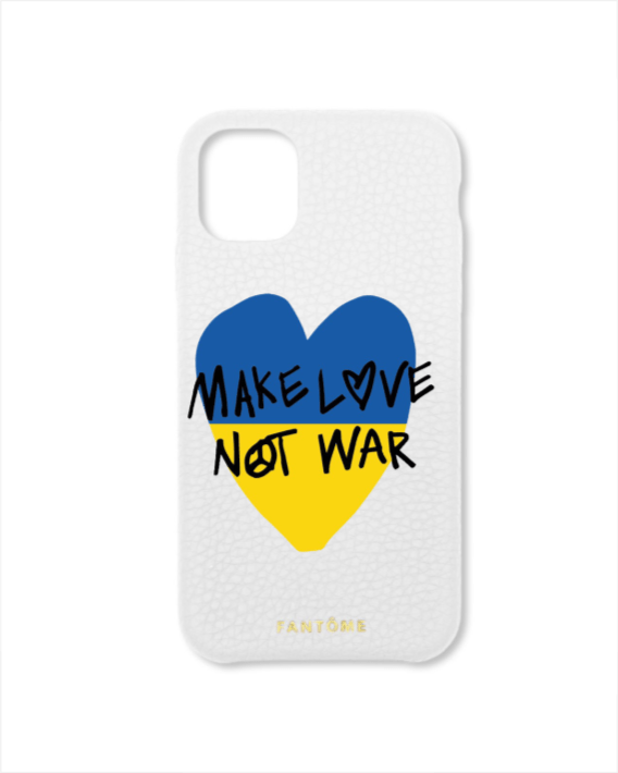 FANTOME Brand Leather Loop iPhone Case Make Love Not War - Ukrainian Love Heart Leather Classic iPhone Case