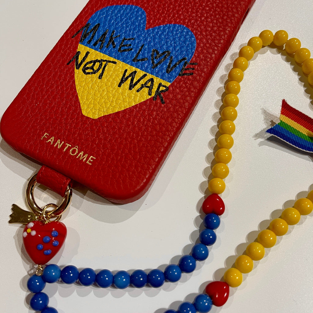 FANTOME Brand Leather Loop iPhone Case Make Love Not War - Ukrainian Love Heart Leather Loop iPhone Case